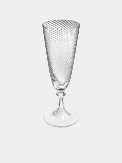 Nasonmoretti Torse Hand-blown Murano Glass Champagne Flute  Abask Luxury Gift In Transparent