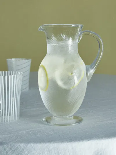 Nasonmoretti Torse Hand-blown Murano Glass Water Jug  Abask Luxury Gift In Transparent