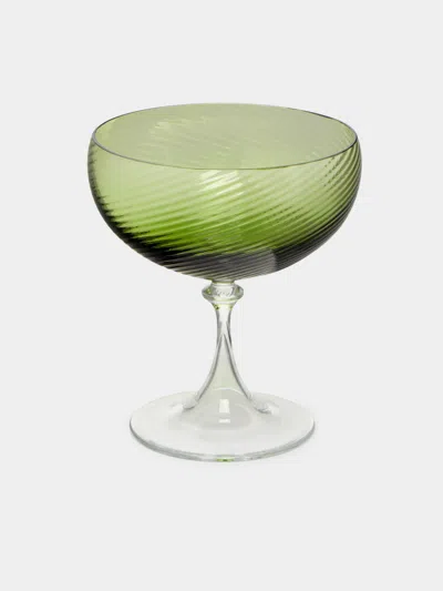 Nasonmoretti Twisted Soraya Hand-blown Murano Glass Champagne Coupe  Abask Luxury Gift In Green