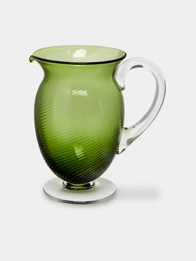 Nasonmoretti Twisted Soraya Hand-blown Murano Glass Pitcher  Abask Luxury Gift In Green