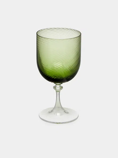 Nasonmoretti Twisted Soraya Hand-blown Murano Red Wine Glass  Abask Luxury Gift In Green