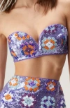 NASTY GAL '70S FLORAL SEQUIN STRAPLESS BRALETTE TOP