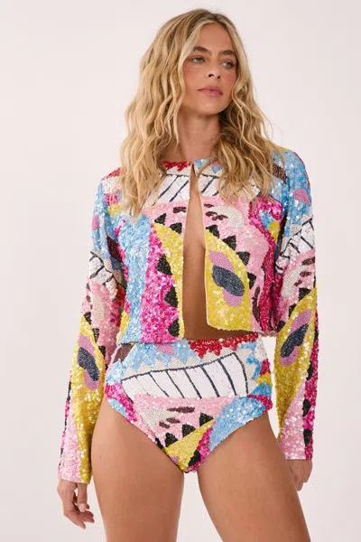 Nasty Gal Abstract Placement Embellished Jacket In Multi