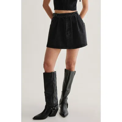 Nasty Gal Belted Denim Miniskirt In Black