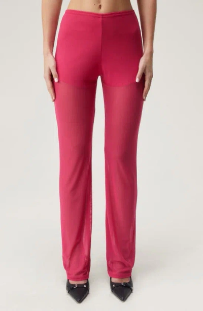 Nasty Gal Bootcut Mesh Pants In Pink