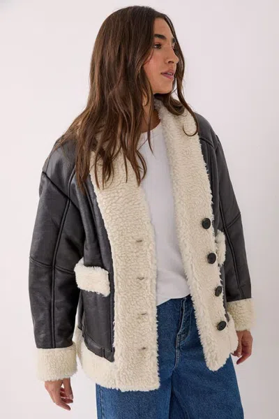 Nasty Gal Borg Bonded 80s Aviator Jacket In Black