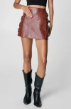 Nasty Gal Buckle Distressed Faux Leather Miniskirt