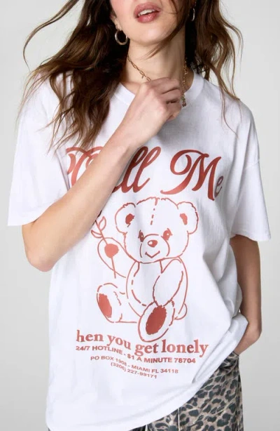 Nasty Gal Call Me Teddy Oversize Graphic T-shirt In White