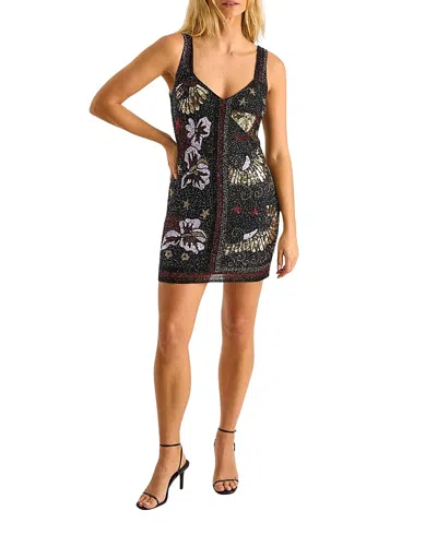 Nasty Gal Celestial Beaded Mini Dress In Black