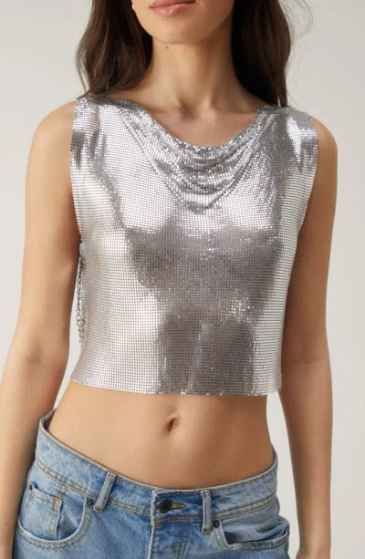 Nasty Gal Chain Mail Crop Top In Silver