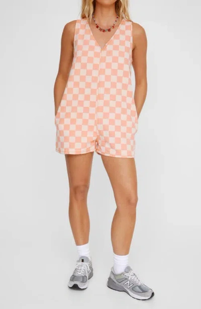 Nasty Gal Checkerboard Twill Romper In Orange