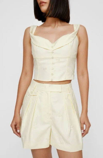 Nasty Gal Cherry Embroidered Crop Tank In Lemon