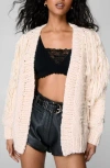 Nasty Gal Chunky Fringe Cardigan In Sand