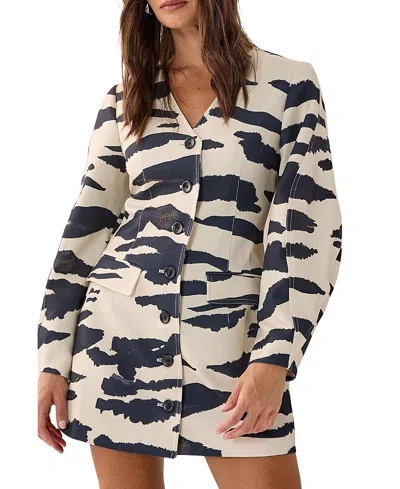 Nasty Gal Cocoon Sleeve Tailored Mini Dress In Multi