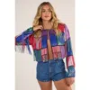 Nasty Gal Colour Block Check Tassel Sequin Jacket In Multi