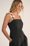 Nasty Gal Contrast Bow Tailored Top In Black