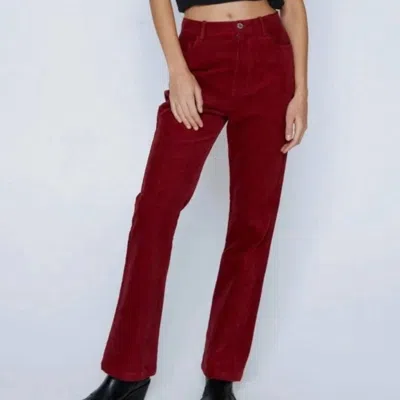 Nasty Gal Corduroy High Waisted Pants In Mulberry In Red