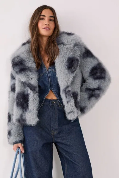 Nasty Gal Cow Fur Collar Jacket In Multi