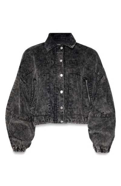Nasty Gal Crop Corduroy Jacket In Washed Black