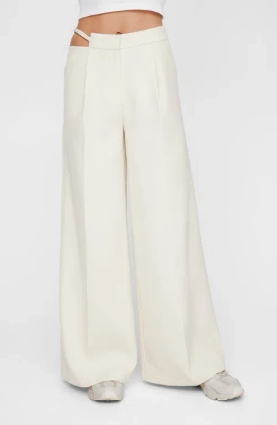 Nasty Gal Cutout Waist Wide Leg Pants In Ecru