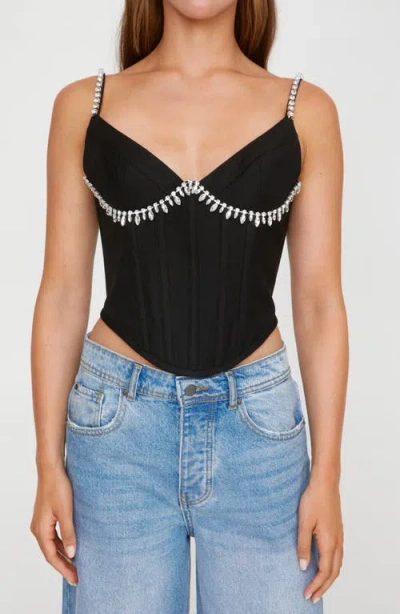 Nasty Gal Diamante Embellished Corset Camisole In Black