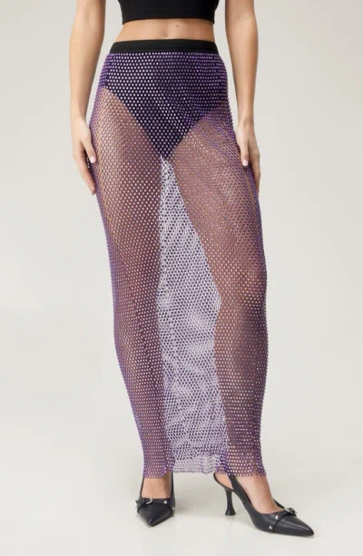 Nasty Gal Diamante Maxi Skirt In Purple