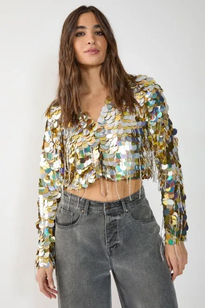 Nasty Gal Disc Tassel Trophy Jacket In Gold