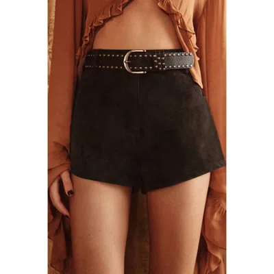 Nasty Gal Distressed Faux Leather Shorts In Black