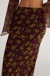 Nasty Gal Ditsy Floral Bias Cut Crinkle Chiffon Maxi Skirt In Chocolate