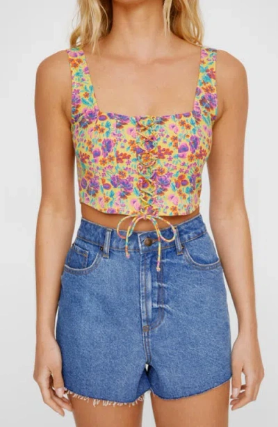 Nasty Gal Ditsy Floral Crop Top In Gold
