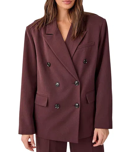 Nasty Gal Double Breasted Oversized Blazer In Brown