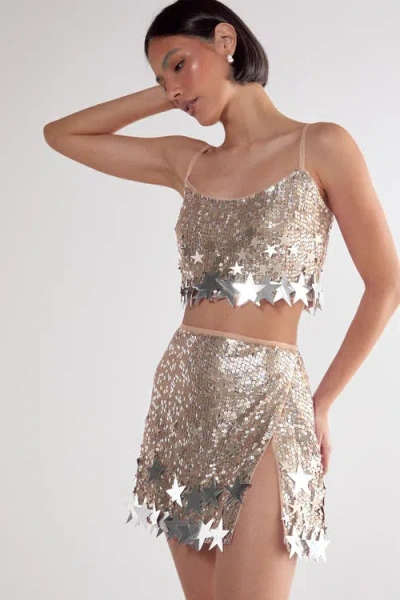 Nasty Gal Embellished Star Trim Bralet In Silver