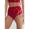 Nasty Gal Embellished Tassel Beaded Booty Shorts In Red