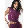 Nasty Gal Embellished Tassel Beaded Crop Top In Purple