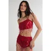 Nasty Gal Embellished Tassel Beaded Crop Top In Red