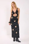 Nasty Gal Embroidered Lace Trim Cut Out Maxi Dress In Black