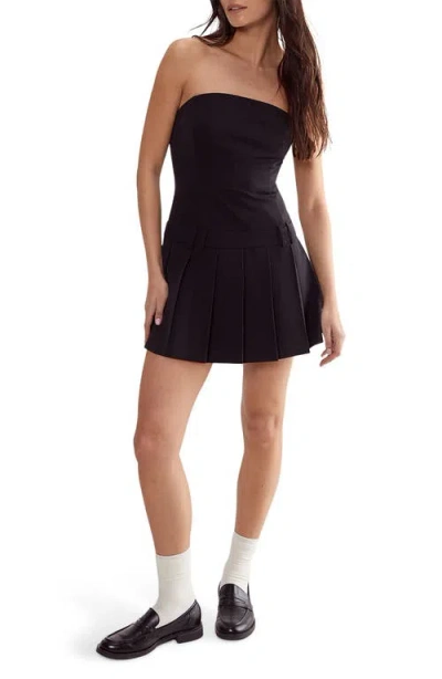 Nasty Gal Essentials Pleated Hem Strapless Minidress In Black