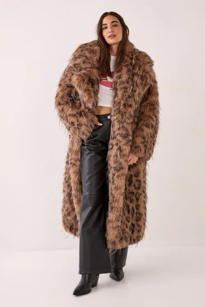 Nasty Gal Faux Fur Longline Coat In Multi