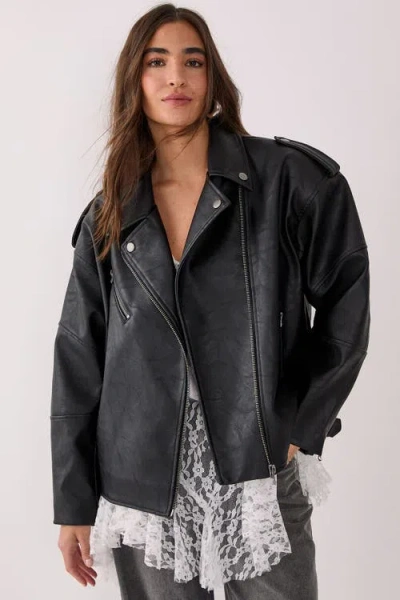 Nasty Gal Faux Leather Biker Jacket In Black