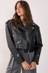 Nasty Gal Faux Leather Boxy Biker In Black