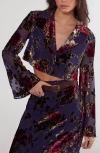 Nasty Gal Floral Devore Crop Shirt In Blue