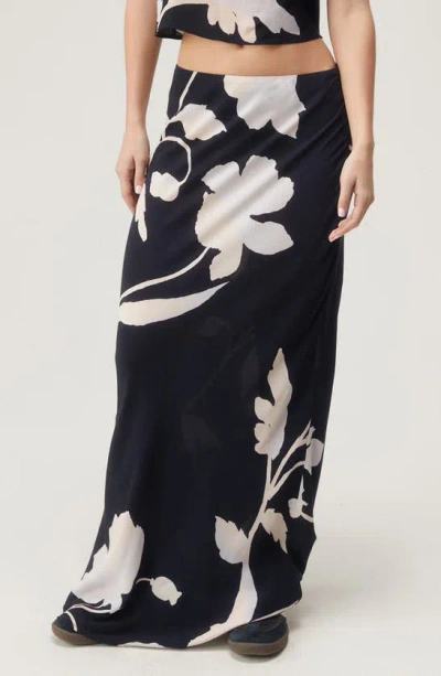 Nasty Gal Floral Maxi Skirt In Black