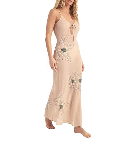 Nasty Gal Flower Embellished Maxi Beach Dress In Neutral