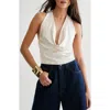 Nasty Gal Hammered Satin Halter Top In Champagne