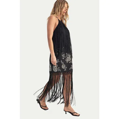 Nasty Gal High Neck Tassel Mini Dress In Black