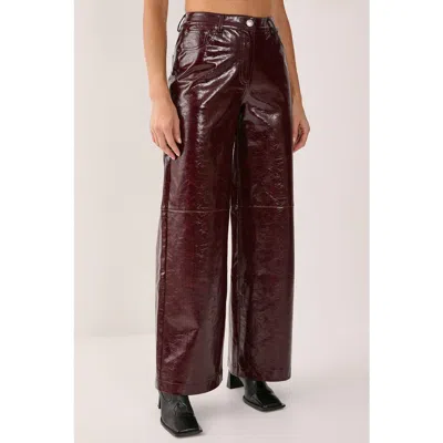 Nasty Gal High Shine Faux Leather Slouch Pant In Brown