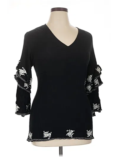 Pre-owned Nasty Gal Inc. 3/4 Sleeve Top Black Cold Shoulder Neckline Tops