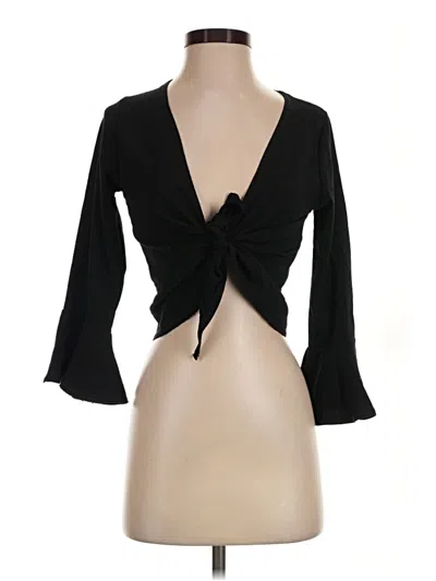 Pre-owned Nasty Gal Inc. 3/4 Sleeve Top Black Plunge Neckline Tops