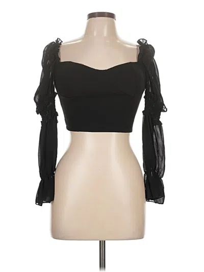 Nasty Gal Inc. 3/4 Sleeve Top Black Sweetheart Neckline Tops