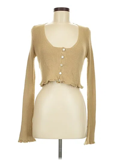 Pre-owned Nasty Gal Inc. Cardigan Sweater In Tan
